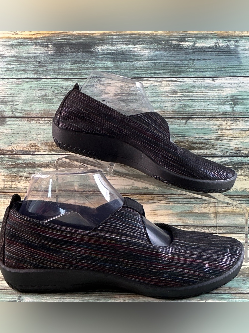 Acropedico Leina Mary Jane Flats Womens Size 9 Black Multi-Color Fabric Slip On